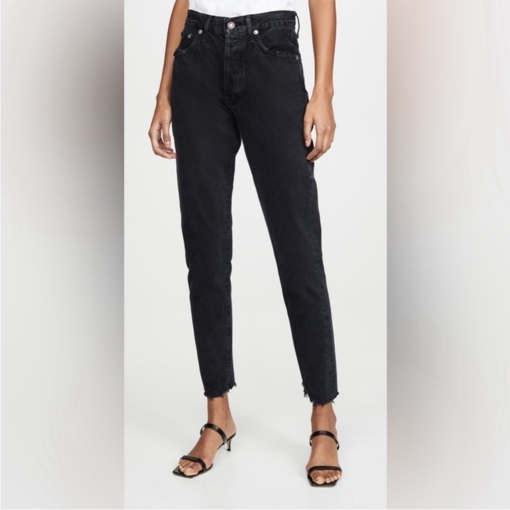 AGOLDE Jamie Denim Jeans Raw Hem in Black Size 24 high rise vintage wash